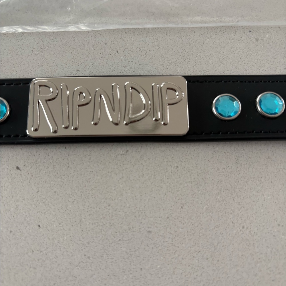 RIPNDIP Black pet collar with Blue Accents